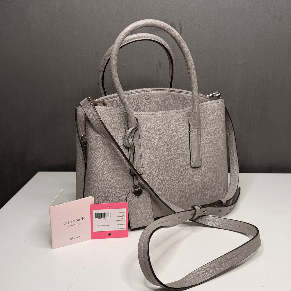 Kate Spade Margaux Medium Satchel True Taupe Women's Pebbled Leather Bag Purse